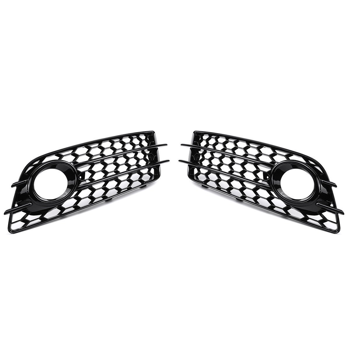 High Quality 2Pcs Car Fog Light Grille Lamp Cover HONEYCOMB Hex Grille Grill For Audi A4 B8 S-Line S4 2008 2009 2010 2011 2012