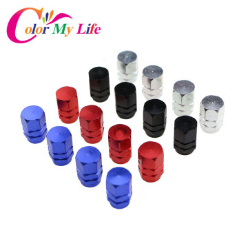 Color My Life 4Pcs/Set Aluminum Car Tyre Air Valve Caps Bicycle Tire Valve Cap Car Wheel Styling Round Wheel Tire Valve Caps