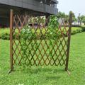 Retractable Garden Fence 50CM Hight Wooden Decorative Garden Lawn Fence Plant Climb Trelli Support Carbonized Anticorrosive Wood