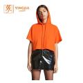 Women Short Sleeve Hoodies Plain Casual Sweatshirt