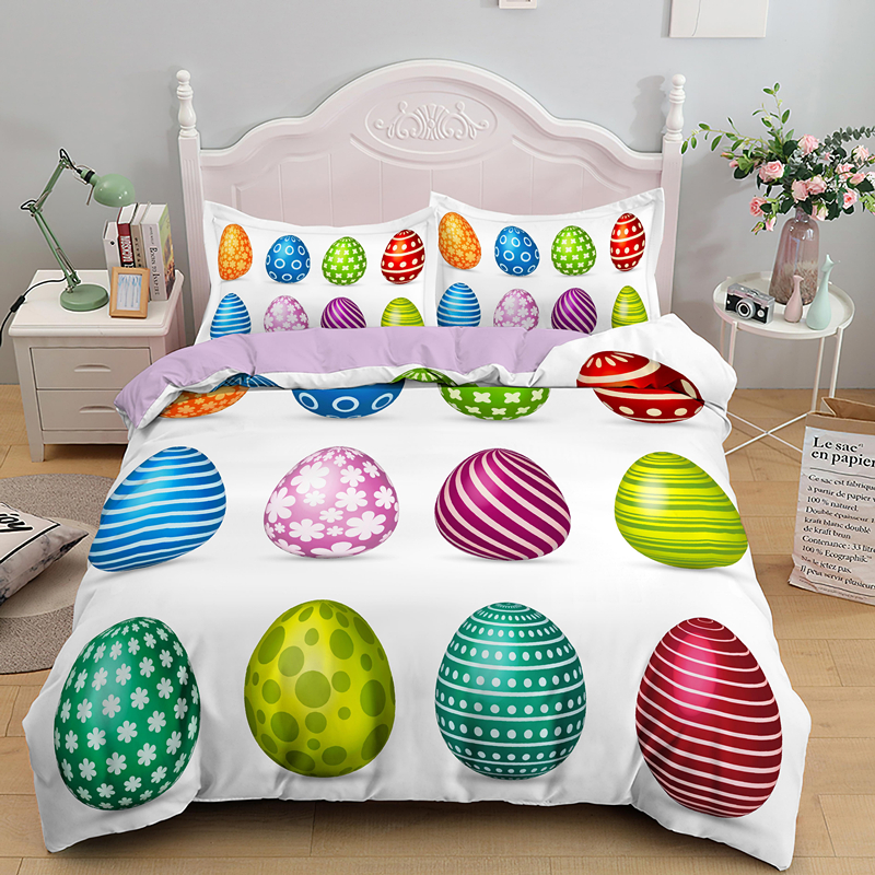 Cute Single King Queen Full Size Egg Bedding Set Happy Easter Duvet Cover Sets Comforter Quilt Covers With Pillowcase Bedcloth