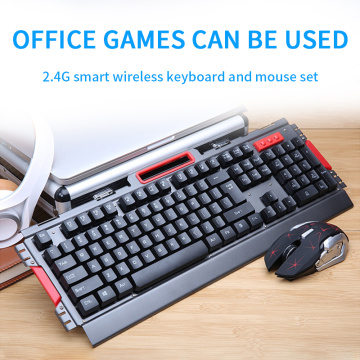 Imitation Mechanical Gaming Keyboard Mouse Combo Rechargeable Backlight Wireless Keyboard Alloy Panel Suitable For Computer Game