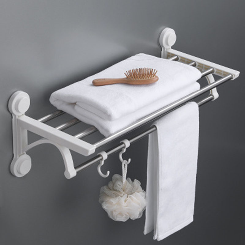 Punch-free Stainless Steel Suction Cup Toilet Nail-free Plastic Towel Rack Double-pole Double-layer Bathroom LF68005