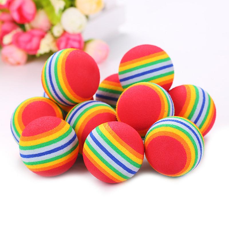 1/2/5pcs Pet Toy Balls Rainbow 3.5cm Interactive Cat Toys EVA Play Chewing Bait Toy Cat Dog Training Toy Pet Supplies