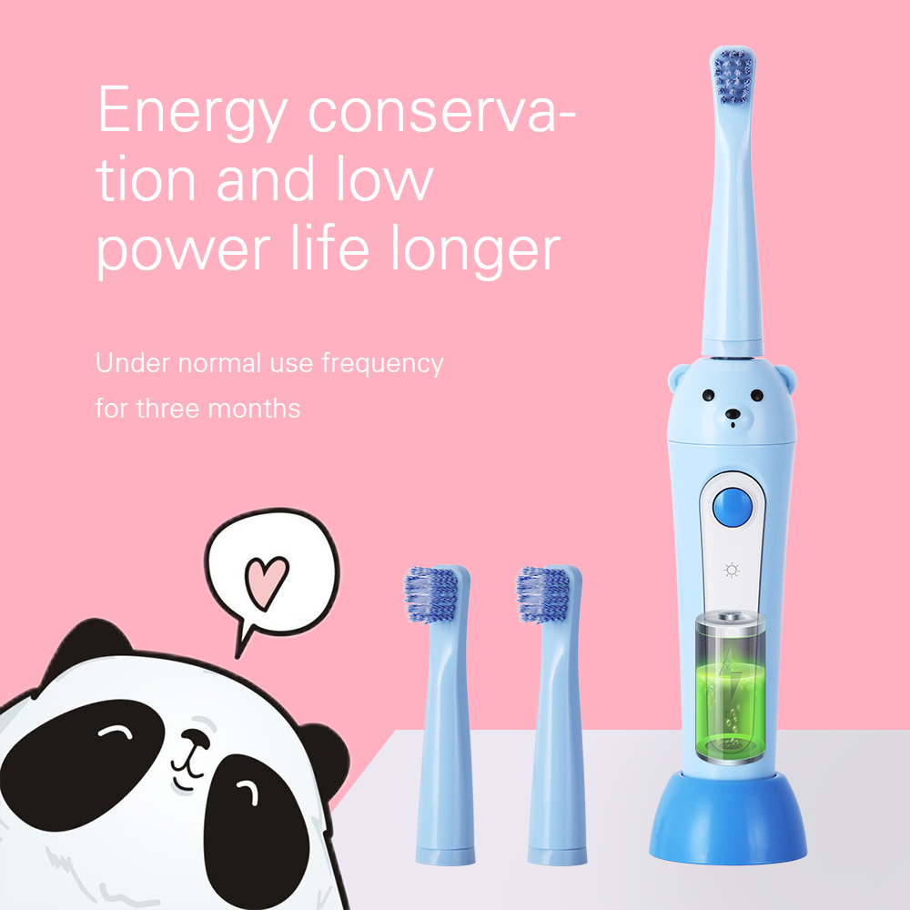 Children Sonic Electric Toothbrush USB Rechargeable Cartoon Pattern 3 Modes Teeth Tooth Brush for Kids with 3 Replacement Heads