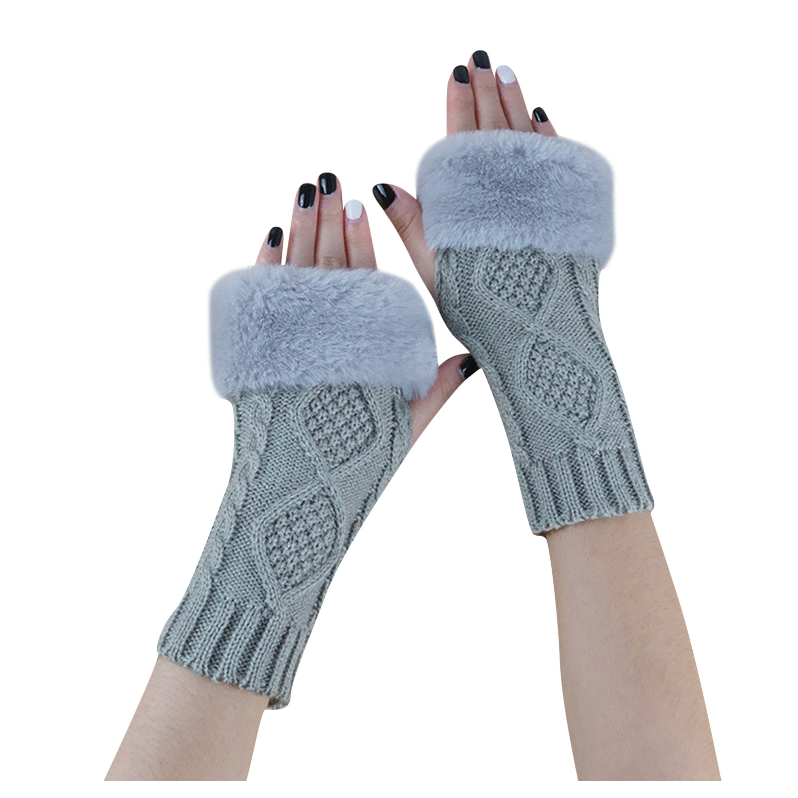 2021 Women Gloves Stylish Hand Warm Winter fingerless Mitten Ladies Faux Woolen Crochet Knitted Wrist Warmer Glove Hot Sale