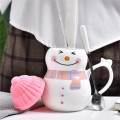 EWAYS New Christmas Ceramic Coffee Mug 3D Snowman Creative Cartoon Milk Breakfast Cup Christmas Gift