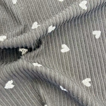 Gold Heart Polyester Brushed Rib Fabric For Girls