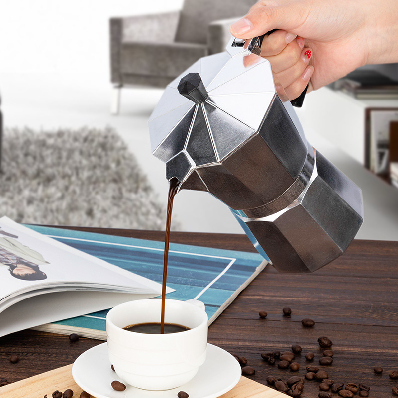 Italian-Style Aluminum Coffee Pot Mocha Coffee Maker Durable Octagonal Pot Coffee Cup Cafeteira Expresso Percolator Pot