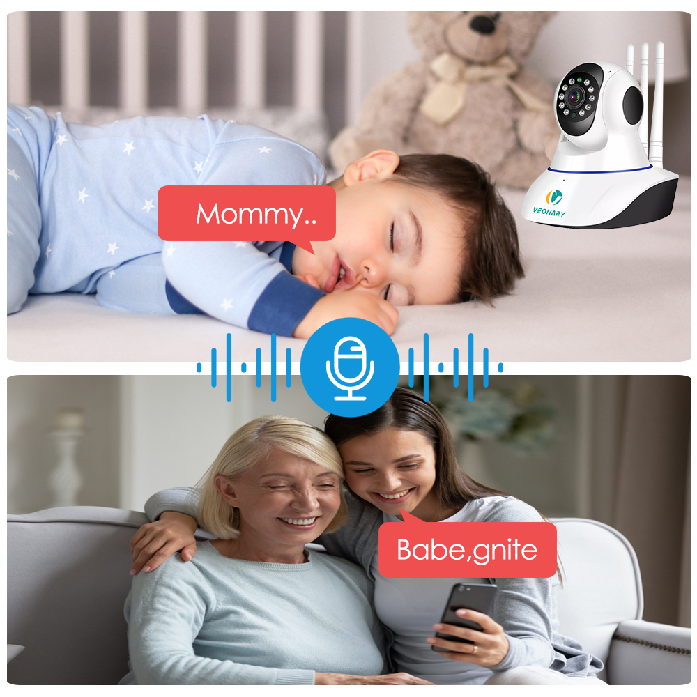 VEONARY AI 1536P 1080P Wifi Wireless IP Security Camera Home Surveillance Two-way Audio CCTV 3MP 2MP Baby Monitor Pets P2P Cloud