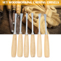 6Pcs Wood Carving Hand Chisel Set Carbon Steel DIY Manual Carving Carpenters Sculpture Kit Woodworking Lathe Gouges Tools