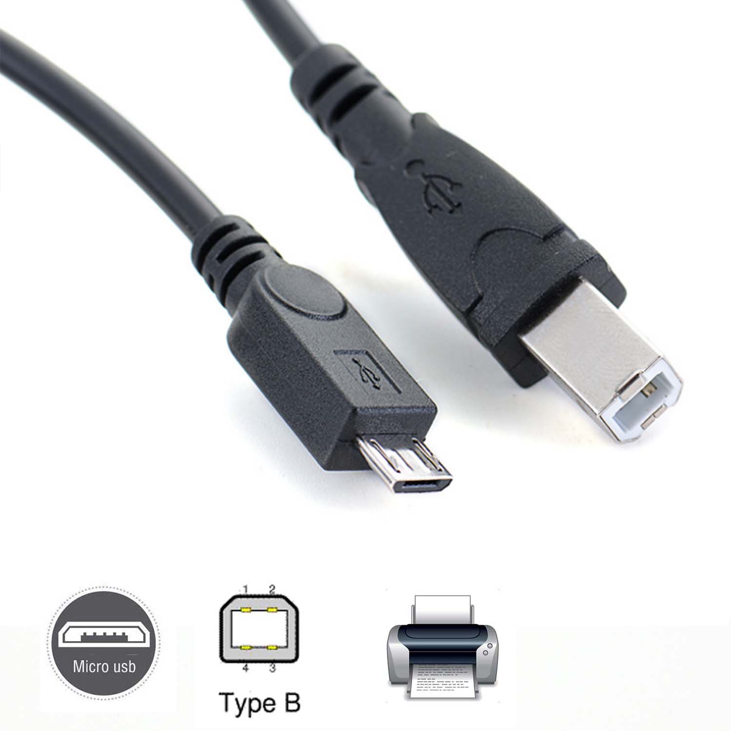 micro usb Male to USB 2.0 B Male Data OTG Cable Phone tablet to Electronic piano drum