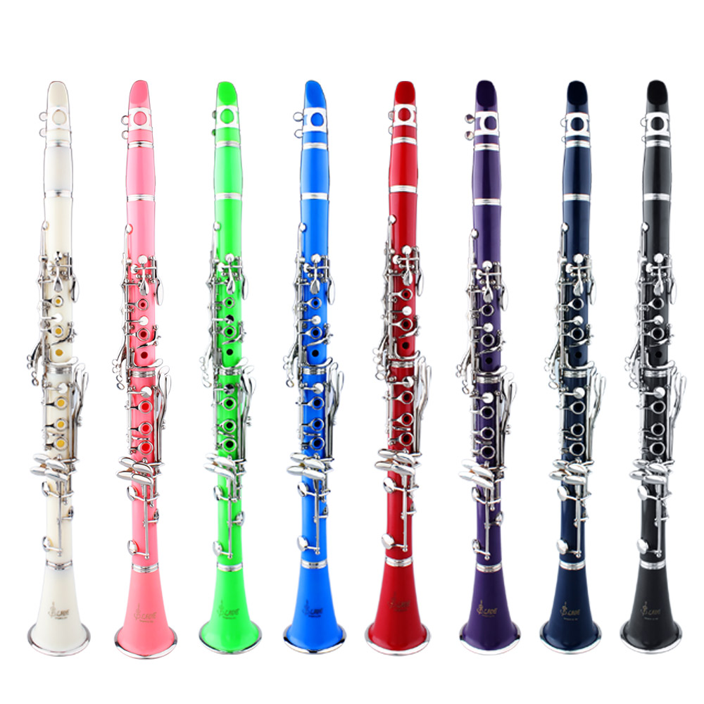Clarinet ABS 17 Key bB Flat Soprano Binocular Clarinet with Cork Grease Cleaning Cloth Gloves 10 Reeds Screwdriver Reed Case