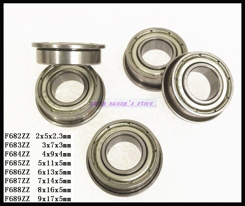 5pcs/Lot F686ZZ , F687ZZ , F688ZZ , F689ZZ Flange Bearing Thin Wall Deep Groove Ball Bearing Mini Ball Bearing Brand New