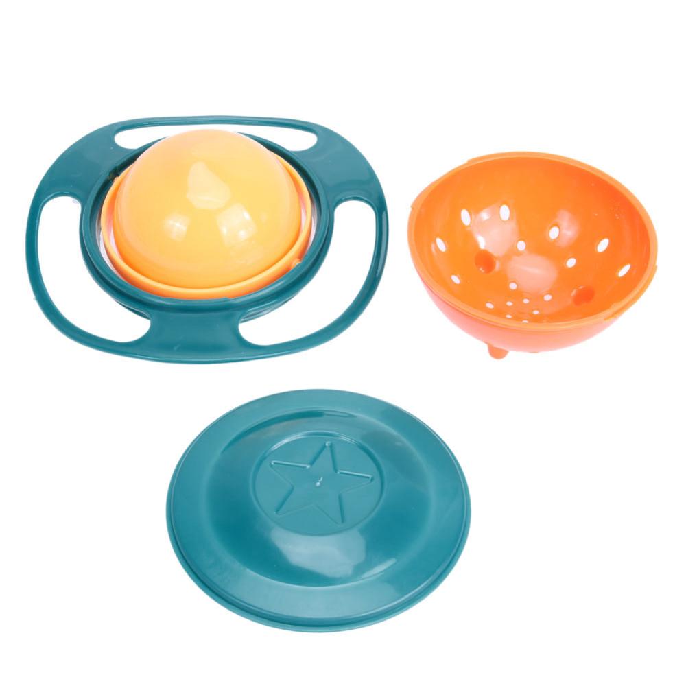 Universal Gyro Bowl Practical Design Children Rotary Balance Novelty Gyro Umbrella 360 Rotate Spill-Proof Solid Feeding Dishes