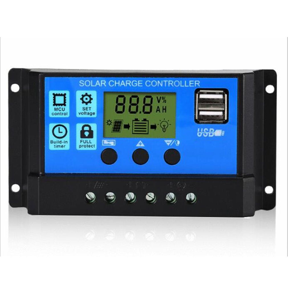 Solar Charger Controller 60A 50A 40A 30A 20A 10A 12V 24V Battery Charger LCD Dual USB Solar Panel Regulator for Max 50V
