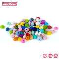 Keep&Grow 20Pcs 12MM Silicone Lentil Beads BPA Free Food Grade Abacus Beads For Pacifier Chain Making Baby Teething Teether Toys
