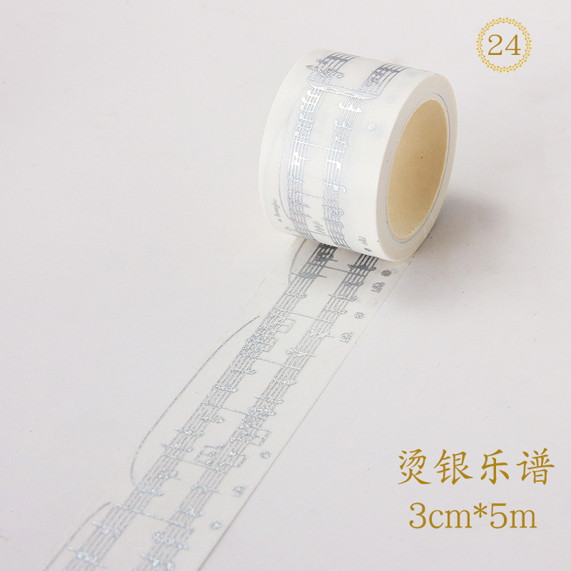 Hot Stamping Silver Foil Wide Washi Tape Scrapbooking Decorative Sticker DIY Album Star Moon Lace Border Tapes Home Decoration