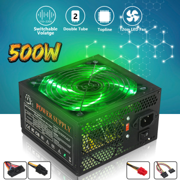 Max 500W Power Supply 120mm LED Fan 24 Pin PCI SATA ATX 12V PC Computer Power Supply 110220V for Desktop Gaming