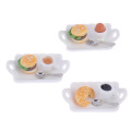 1:12 Miniature Food Hamburger Fresh Fruit Platter Grape Pear Orange Peach White Dish Dollhouse Kitchen Accessories