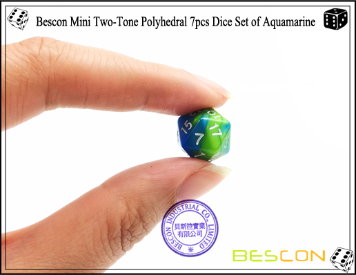 Bescon Mini Two-Tone Polyhedral 7pcs Dice Set of Aquamarine-7