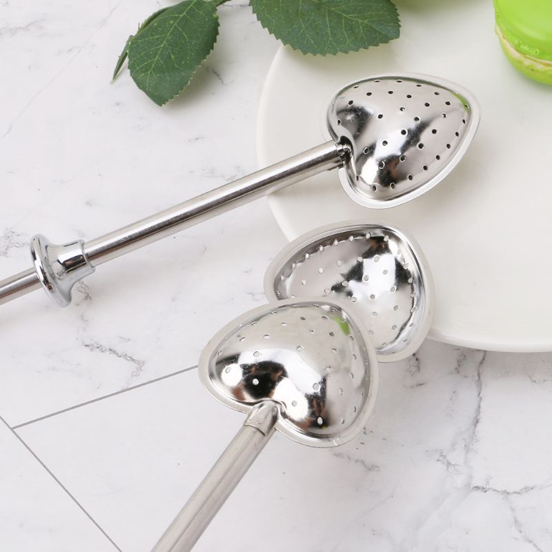 Heart Shape Stainless Steel reusable Loose Leaf Tea Infuser Spoon Strainer Filter Herbal Spice with Long Handle