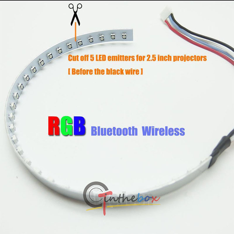 Bluetooth Wireless Remote Control 15-SMD RGB LED Demon Eye Halo Ring Kit for Headlight Projectors or 2.5" 2.8" 3.0" Retrofit Pr