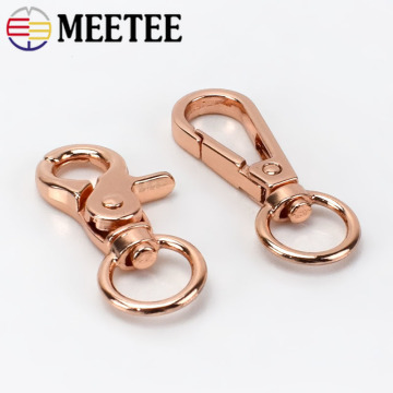 Meetee 5/30pcs Rose Gold Bags Strap Metal Buckles Trigger Snap Hook Lobster Swivel Dog Buckle Key Chain Hardware Accessories