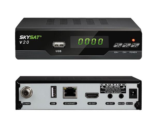 Satellite Receiver SKYSAT V20 H.265 HEVC DVB S2 TV Box Powervu Receptor Satellite TV Receiver HD with LAN port RJ45