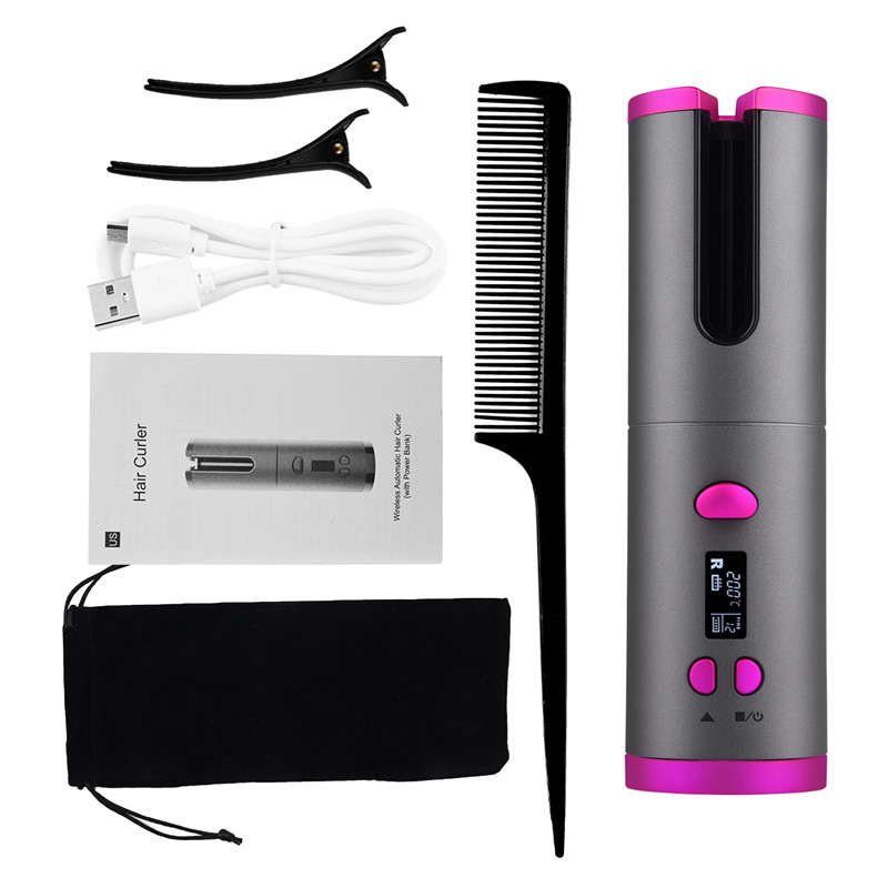 Auto Cordless Hair Curler Portable Wireless USB Rechargeable Curling Iron Ceramic Curler Wand Automatic Rotating Styling Tools