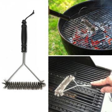 Stainless Steel Non-stick Durable Barbecue Grilling BBQ Brush Wire Bristles Cleaning Brushes With Handle Cooking BBQ Tools