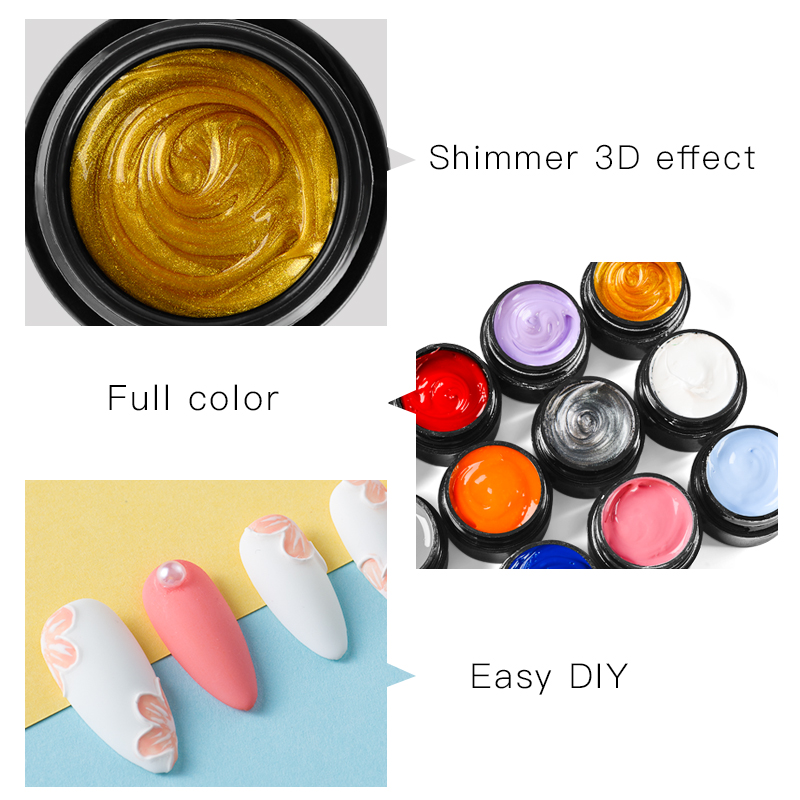 Mtssii 3D Embossment Gel Nail Polish Carving Drawing Painting Gel Nail Art UV Led Soak Off 5ml Professional Nail Paint Gel