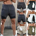 2020 Summer Mens Casual Shorts Gym Training Shorts Workout Sports Fitness Men Lined Running Shorts Drawstring Camo Shorts