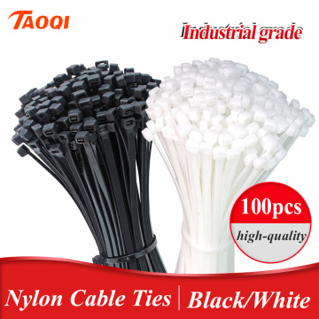 Self-locking plastic nylon tie 100 PCS black zip wraps strap nylon cable tie set 3*100 fastening ring 3X200 Loop Wire Wrap Zip