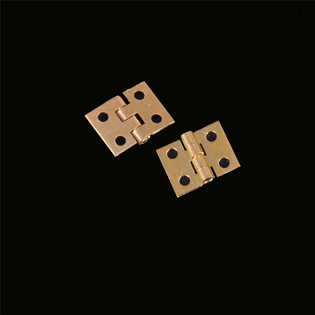 20pcs Cabinet Door Hinges Brass Plated Mini Hinge Small Decorative Jewelry Wooden Box Furniture Accessories 8mm*10mm
