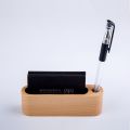 2 Colors Black Walnut Beech Wood ID Name Cards Stand Office Desk Wooden Business Card Holder Organizer Pen Storage Box