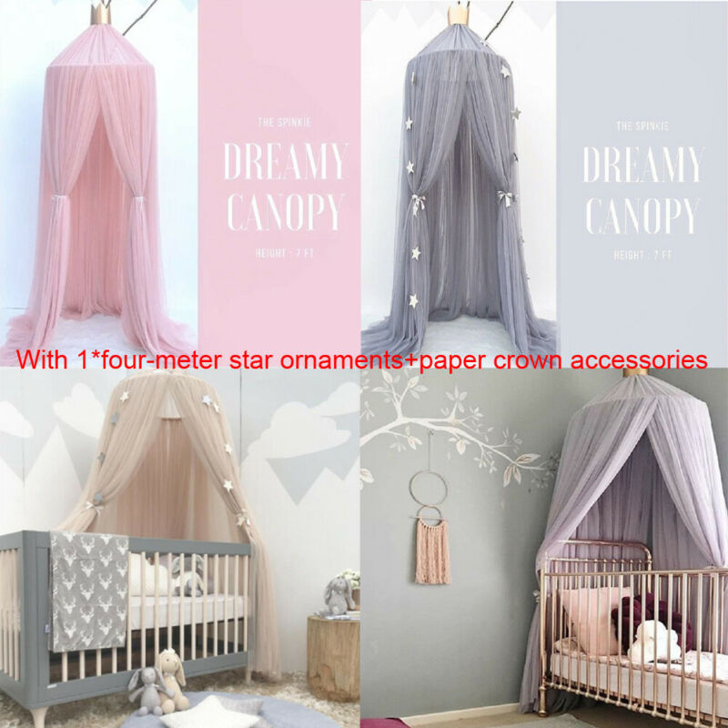 2019 Bedding Accessories Crib Netting Elegant Princess Lace Netting Mesh Round Dome Bed Mosquito Bedding Tent Stars Canopy