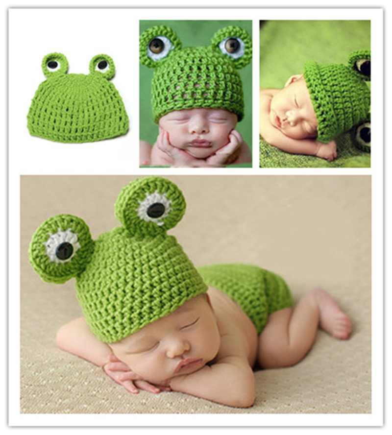Cute Newborn Baby Boys Girl Knitted Crochet Beanies Caps Costume Hat Frog Fancy Stretch Beanie Photography Caps Hat