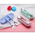 2pcs/lot Baby Feeding Spoon Fork Set Stainless Steel Toddler Infant Tableware Flatware Kids Cutlery with Ant-Dust Box