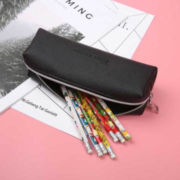 Leather Pencil Case Simple Black High Capacity Business Pencilcase For Kids School Office Gift Supplies Creative Stationery
