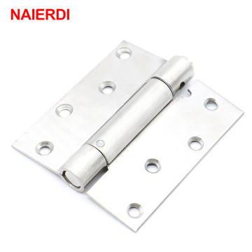 2PCS NAIERDI 4 Inch Single / Double Spring Door Hinge Stainless Steel Rebound Hinge For Cafe Swing Western Hidden Door Hardware