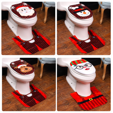 Home Decorative Creative Cartoon Old Man Snowman Toilet Set Decoration Two-piece Set Hotel Bathroom Holiday Non-slip Mat