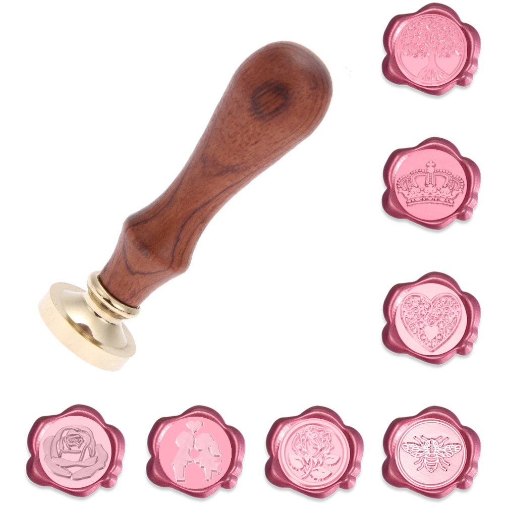 Replace Copper Head Wax Seal Antique Sealing Wax Stamp Hobby Tools Sets Wood Handle DIY Envelope Wedding Invitations