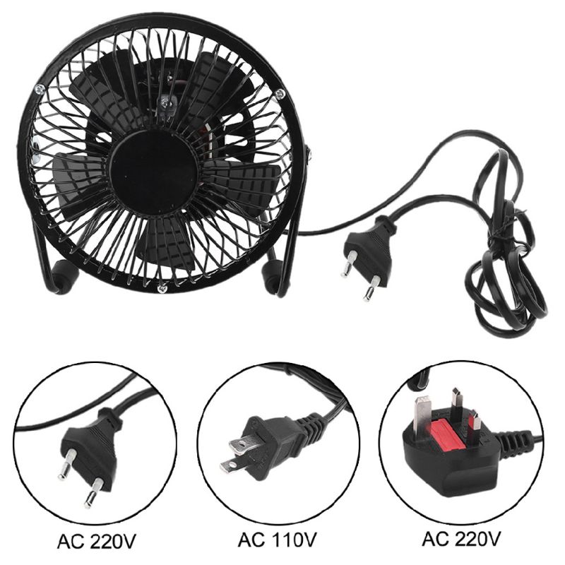 2020 New US EU UK Plug AC 110V 220V Electric Fans Table Metal Fan Small Desktop Fan Suitable for Home and Office Personal Fan