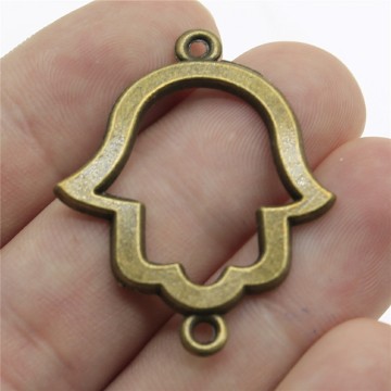 WYSIWYG 10pcs Hand Charms Connector Handmade Accessories Antique Bronze Plated 37x30mm For Jewelry Making