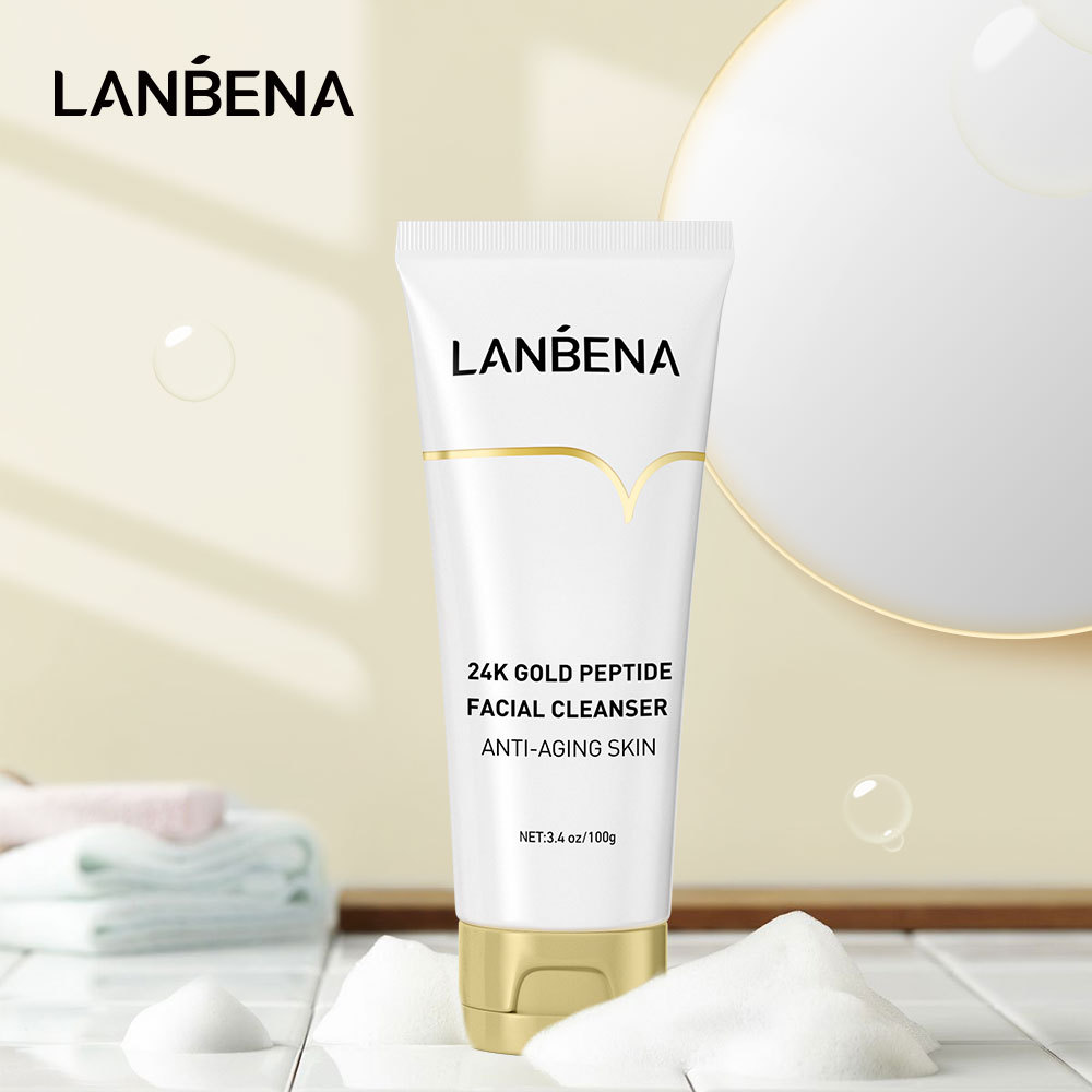 LANBENA 24K Gold Peptide Facial Cleanser Gentle Cleansing Whitening Moisturizing Oil Control Refreshed Moisturized Elastic Care