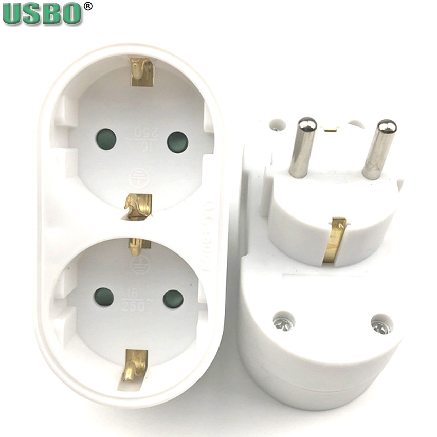 White EU 3pole Power Convert Plug Wall Socket 16A 250V 3way 2way Power Strip Outlet Triple German Standard Adapter Plug 3500w