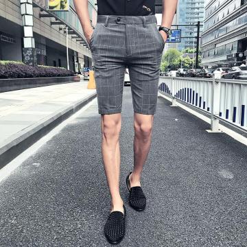 28-36 Pocket Side Zipper Fly Streetwear Plaid Suit Shorts Men Formal Casual Men's Shorts Summer Workout Officewear Shorts Male