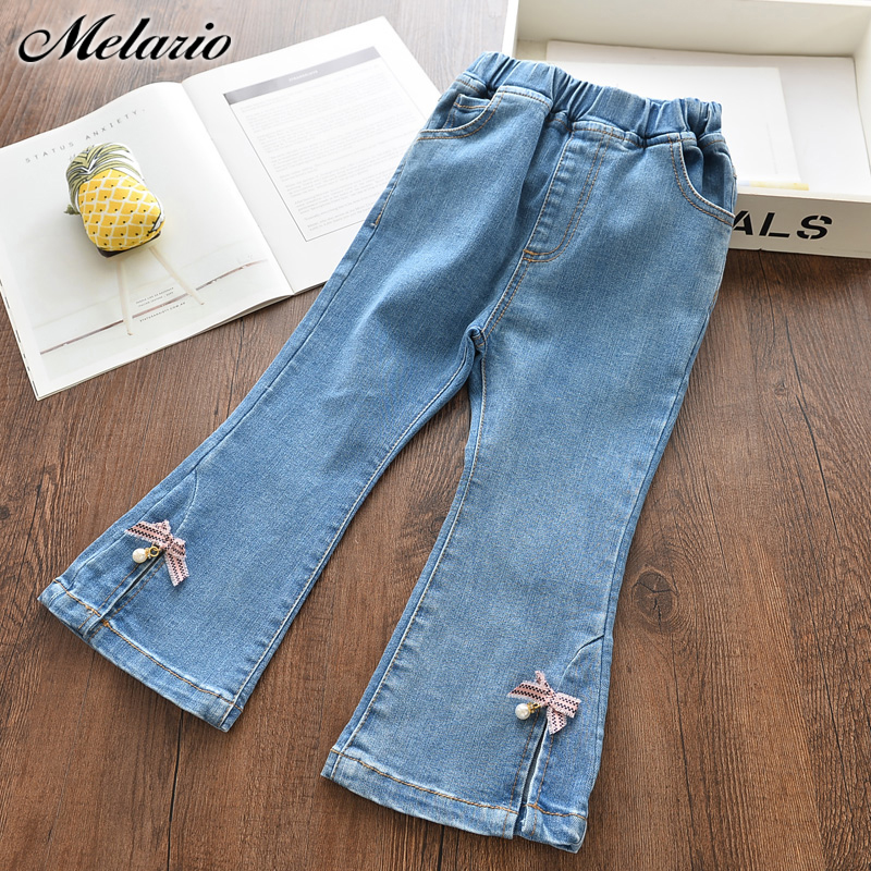 Melario Kids Jeans New Spring Fashion Baby Girl Jeans Bow-knot Split Trousers for Girls Cute Children Pants