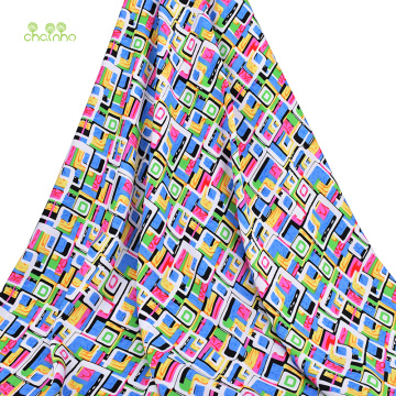 Chainho,Summer Apparel Fabric/Squares Pattern Pattern/Imitation Silk/Skirt/Dress/Shirt Material/Half Meter 50x140cm